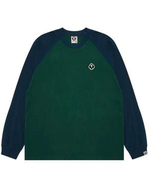 Aape By A Bathing Ape Raglan-Sleeve Logo-Patch T-Shirt - Green