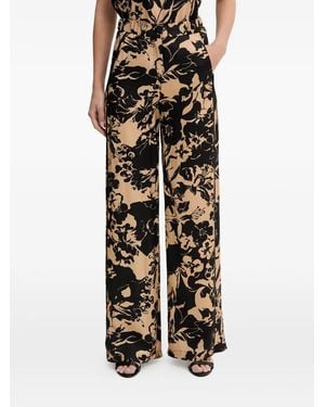 SIMONA CORSELLINI Floral-Print Palazzo Pants - Black