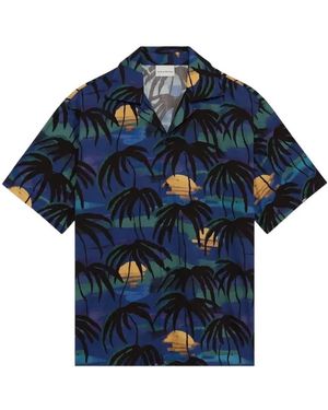 PROBUS Chemise Manches Courtes À Imprimé Palmiers - Blue