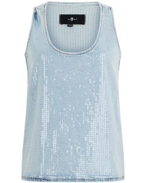 7 For All Mankind Sequin-Embellished Top - Blue