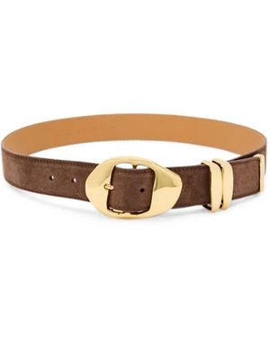 Amanu The Grumeti Suede Sculptural-Buckle Belt - Brown