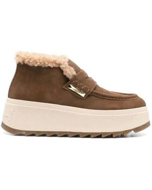 Ash Faux-Fur Platform Sneakers - Brown