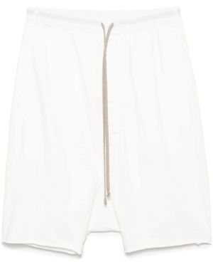 Rick Owens Pods Drawstring Cotton Shorts - White