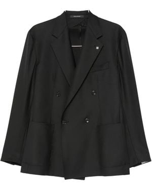 Tagliatore Double-Breasted Peaked-Lapels Jacket - Black