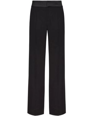 Valentino Garavani Contrasting-Waistband Straight-Leg Trousers - Black