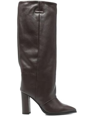 GISÉL MOIRÉ 95Mm Calf Leather Knee-High Boots - Gray