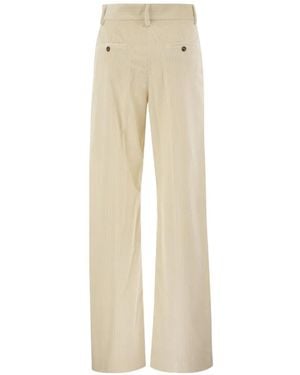 Weekend by Maxmara Corduroy Wide-Leg Trousers - Natural