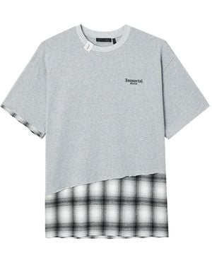 FIVE CM Check-Panel T-Shirt - Grey