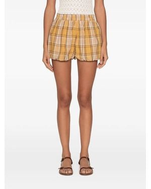 Sea Copeland Plaid-Pattern Shorts - Yellow