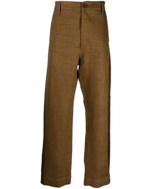 Ziggy Chen Side-Stripe Straight-Leg Trousers - Natural