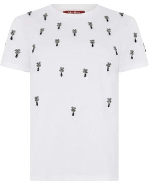 Max Mara Pontile Embellished Cotton T-Shirt - Grey