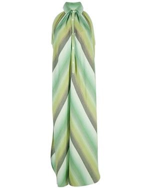 Marrakshi Life Striped Halter-Neck Maxi Dress - Green