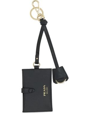 Prada Spiegelgehäuse-Anhänger Aus Leder - Schwarz