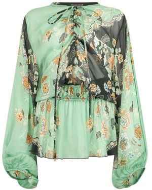 Roberto Cavalli Mini-Jurk Met Bloemenprint - Groen