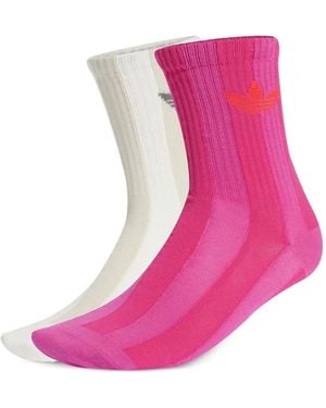 adidas ストライプ靴下 2足組 - ピンク