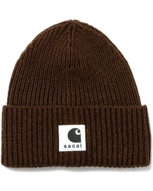 Carhartt Sacai Ribbed Logo-Patch Hat - Brown