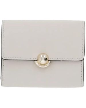 Furla Logo-Engraved Foldover Wallet - Grey