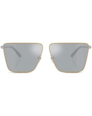 Versace Tubular Greca Square-Frame Sunglasses - Grey