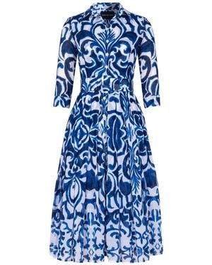 Samantha Sung Audrey Tile-Print Midi Dress - Blue