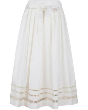 Ermanno Scervino Lace-Trim Tie-Waist Midi Skirt - White