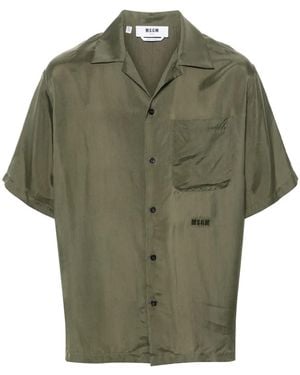 MSGM Camisa Con Logo Bordado - Verde