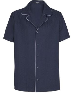 Balmain Pb-Monogram Short-Sleeve Shirt - Blue