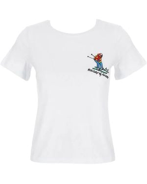 ALESSANDRO ENRIQUEZ Embroidered Crew-Neck T-Shirt - White