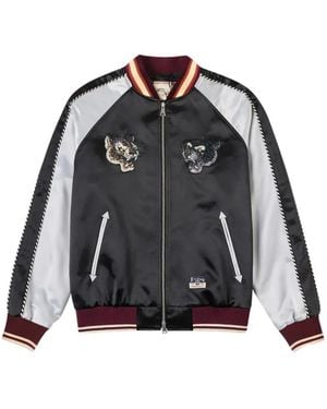Evisu Leopard Embroidered Souvenir Jacket - Black