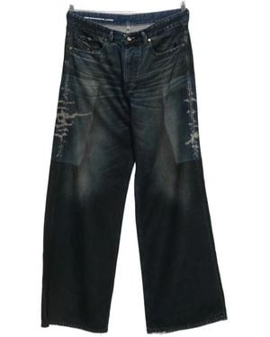DIESEL Faded Wide-Leg Jeans - Gray