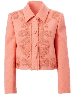 Carolina Herrera Embroidered Cropped Jacket - Pink