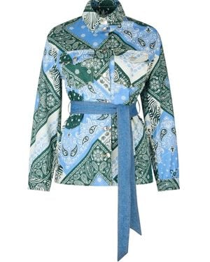 Liu Jo Printed Cotton Shirt Jacket - Blue