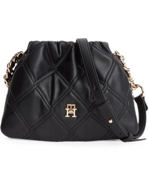 Tommy Hilfiger Quilted Logo-Plaque Cross Body Bag - Black