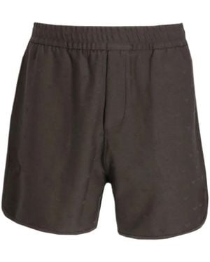 Emporio Armani Monogram-Pattern Shorts - Grey
