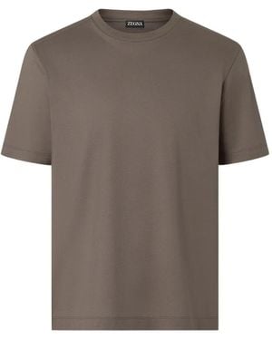 ZEGNA Piquet Cotton T-Shirt - Grey