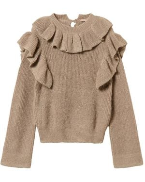 Twinset Jumper With Lurex Yarn And Ruffles - Neutre