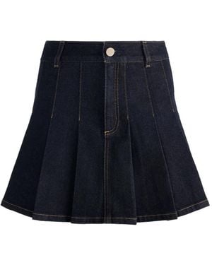 Alice + Olivia Suzie Jeans-Minirock mit Falten - Blau