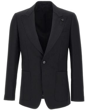 Lardini Peak-Lapel Wool Blazer - Blue