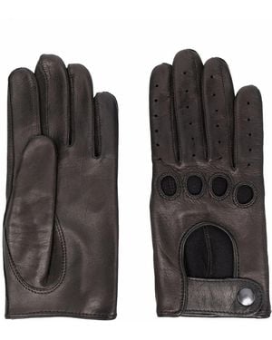 Manokhi Full-Finger Leather Gloves - Black
