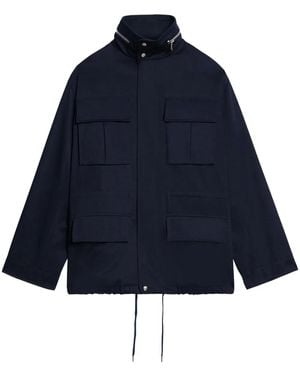 Ami Paris Zip-Up Pocket-Detail Coat - Blue