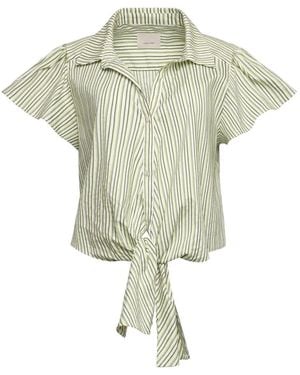 Cinq À Sept Striped Flutter-Sleeve Blouse - Green