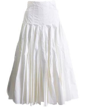 Jacquemus Pleated Cotton Midi Skirt - White