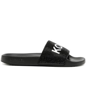 Michael Kors Gilmore Rhinestone-Embellished Slides - Black