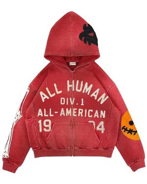 ALL HUMAN Sudadera con capucha y parche del logo - Rojo