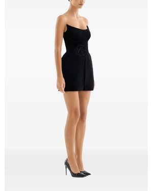 Adamaris Rose-Detail Strapless Mini Dress - Black