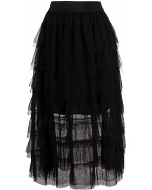 Maje Falda midi en capas de tul - Negro