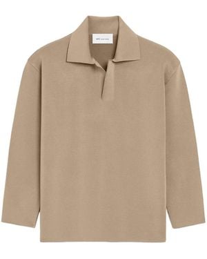 Ami Paris Wool Long Sleeves Polo - Natural