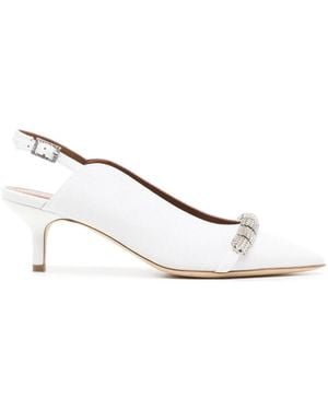 Malone Souliers 50Mm Kitten-Heel Crystal-Embellished Court Shoes - White