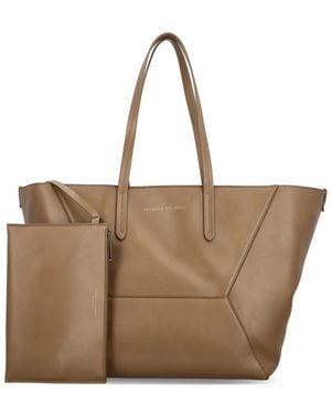 Brunello Cucinelli Leather Double-Handle Tote Bag - Brown