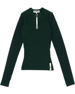Sunnei Zip-detail round-neck sweater - Grün