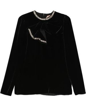 N°21 Crystal-Embellished Bow-Detail Top - Black
